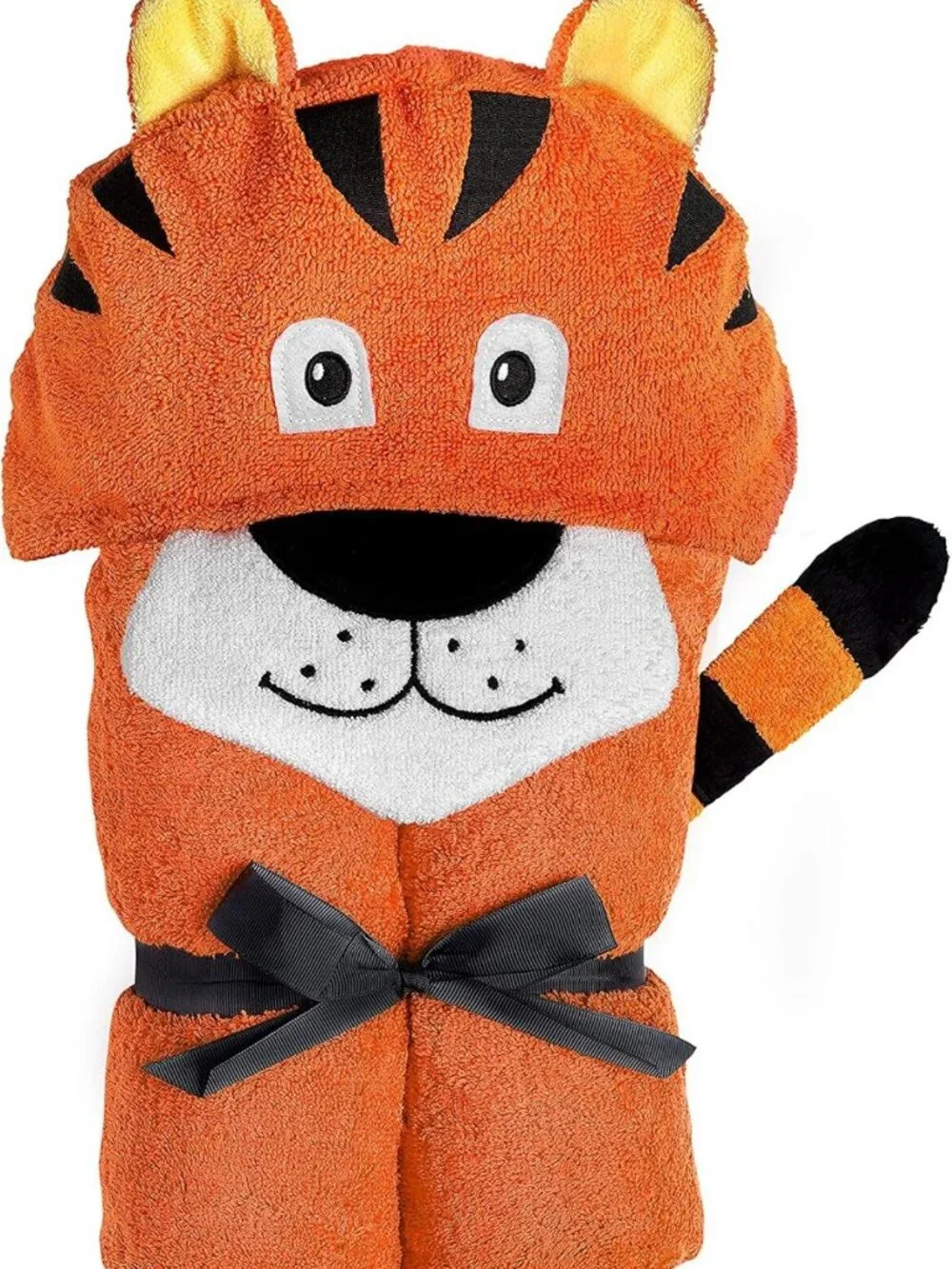 Cozy Hooded Baby Towel for Kids 2-8 | Soft Cotton Tiger Bath Towel in Orange